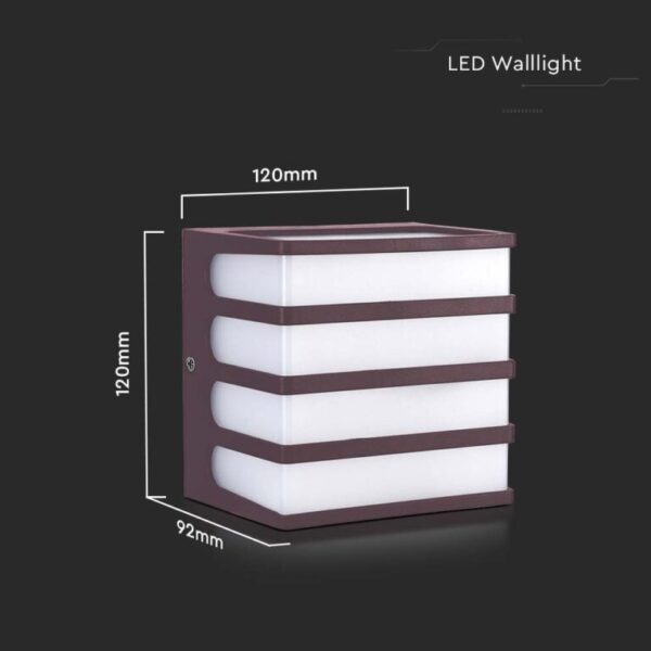 LED απλίκα 8W 4000K φυσικό λευκό με καφέ σώμα IP65 V-TAC – 10285
