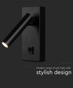 Επιτοίχιο φωτιστικό κομοδίνου LED 2W 3000K με διακόπτη Mαύρου Χρώματος V-TAC – 10286