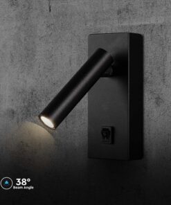 Επιτοίχιο φωτιστικό κομοδίνου LED 2W 3000K με διακόπτη Mαύρου Χρώματος V-TAC – 10286