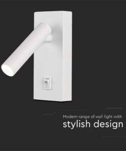 Επιτοίχιο φωτιστικό κομοδίνου LED 2W 3000K με διακόπτη Λευκού Χρώματος V-TAC – 10288