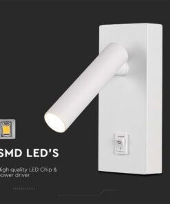 Επιτοίχιο φωτιστικό κομοδίνου LED 2W 3000K με διακόπτη Λευκού Χρώματος V-TAC – 10288