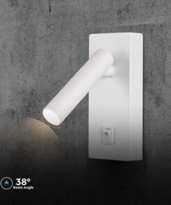 Επιτοίχιο φωτιστικό κομοδίνου LED 2W 3000K με διακόπτη Λευκού Χρώματος V-TAC – 10288