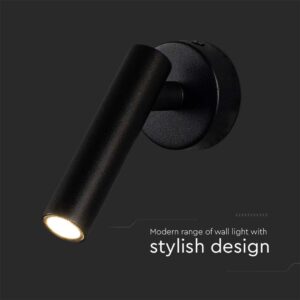Επιτοίχιο φωτιστικό κομοδίνου LED 2W 4000K Mαύρου Χρώματος V-TAC – 10291