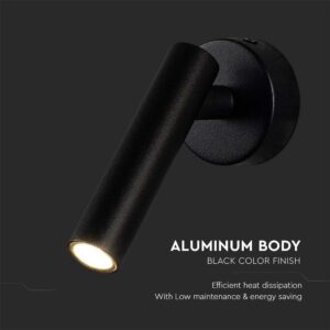 Επιτοίχιο φωτιστικό κομοδίνου LED 2W 4000K Mαύρου Χρώματος V-TAC – 10291