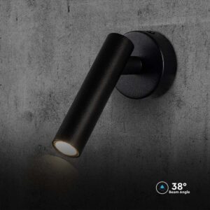 Επιτοίχιο φωτιστικό κομοδίνου LED 2W 4000K Mαύρου Χρώματος V-TAC – 10291
