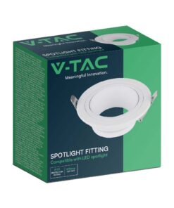 Στρογγυλή Βάση Σποτ GU10 – MR16 V-TAC Χωνευτή Ρυθμιζόμενη Λευκό – 10296