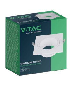 Τετράγωνη Βάση Σποτ GU10 – MR16 V-TAC Χωνευτή Ρυθμιζόμενη Λευκό – 10297