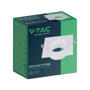 Τετράγωνη Βάση Σποτ GU10 – MR16 V-TAC Χωνευτή Ρυθμιζόμενη Λευκό – 10297
