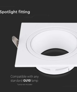 Τετράγωνη Βάση Σποτ GU10 – MR16 V-TAC Χωνευτή Ρυθμιζόμενη Λευκό – 10297