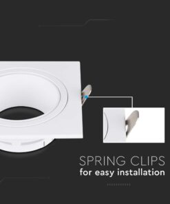 Τετράγωνη Βάση Σποτ GU10 – MR16 V-TAC Χωνευτή Ρυθμιζόμενη Λευκό – 10297