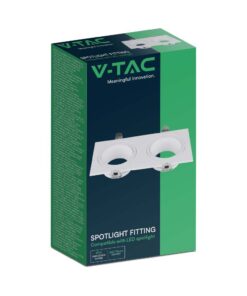 Διπλή Τετράγωνη Βάση Σποτ GU10 – MR16 V-TAC Χωνευτή Ρυθμιζόμενη Λευκό – 10298