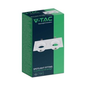 Διπλή Τετράγωνη Βάση Σποτ GU10 – MR16 V-TAC Χωνευτή Ρυθμιζόμενη Λευκό – 10298
