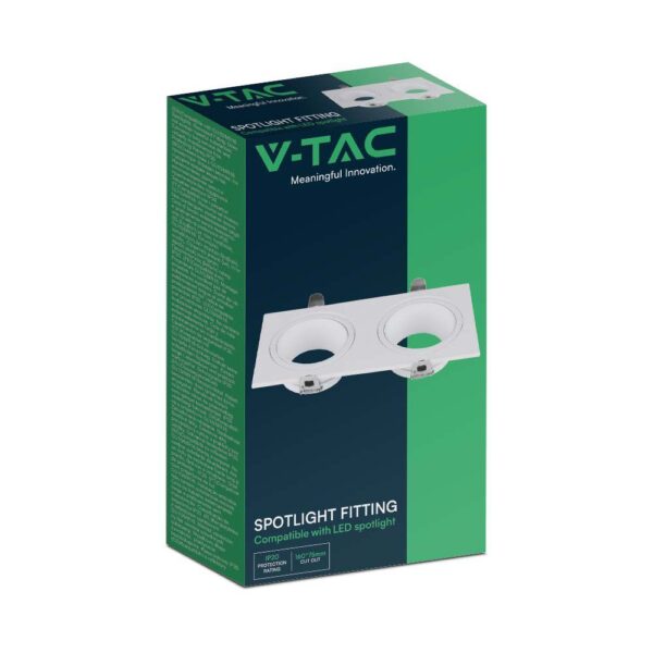 Διπλή Τετράγωνη Βάση Σποτ GU10 – MR16 V-TAC Χωνευτή Ρυθμιζόμενη Λευκό – 10298