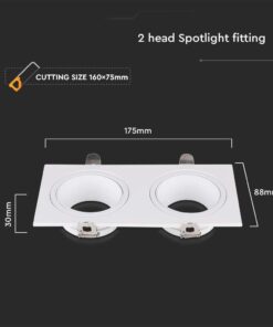 Διπλή Τετράγωνη Βάση Σποτ GU10 – MR16 V-TAC Χωνευτή Ρυθμιζόμενη Λευκό – 10298