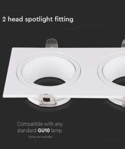 Διπλή Τετράγωνη Βάση Σποτ GU10 – MR16 V-TAC Χωνευτή Ρυθμιζόμενη Λευκό – 10298