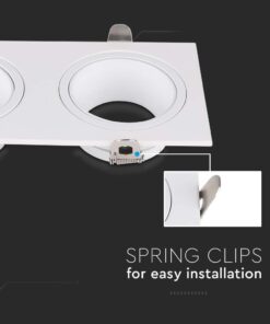 Διπλή Τετράγωνη Βάση Σποτ GU10 – MR16 V-TAC Χωνευτή Ρυθμιζόμενη Λευκό – 10298