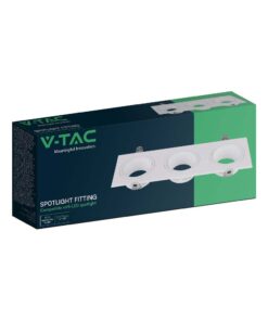 Τριπλή Τετράγωνη Βάση Σποτ GU10 – MR16 V-TAC Χωνευτή Ρυθμιζόμενη Λευκό – 10299