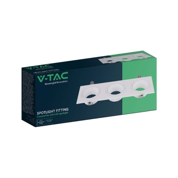 Τριπλή Τετράγωνη Βάση Σποτ GU10 – MR16 V-TAC Χωνευτή Ρυθμιζόμενη Λευκό – 10299