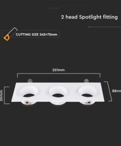 Τριπλή Τετράγωνη Βάση Σποτ GU10 – MR16 V-TAC Χωνευτή Ρυθμιζόμενη Λευκό – 10299