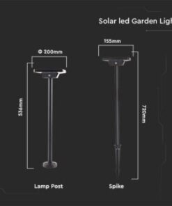 LED ηλιακό φωτιστικό κήπου δαπέδου/καρφί 2W IP65 CCT με μαύρο σώμα V-TAC – 10304