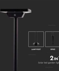 LED ηλιακό φωτιστικό κήπου δαπέδου/καρφί 2W IP65 CCT με μαύρο σώμα V-TAC – 10304