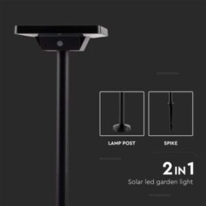 LED ηλιακό φωτιστικό κήπου δαπέδου/καρφί 2W IP65 CCT με μαύρο σώμα V-TAC – 10304