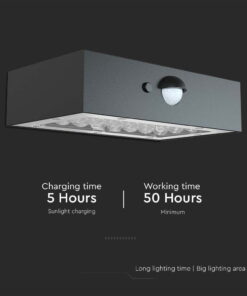Επιτοίχιο Φωτιστικό LED 3W 3000Κ+4000K Ηλιακό με ανιχνευτή Μαύρου Χρώματος IP65 V-TAC – 10305