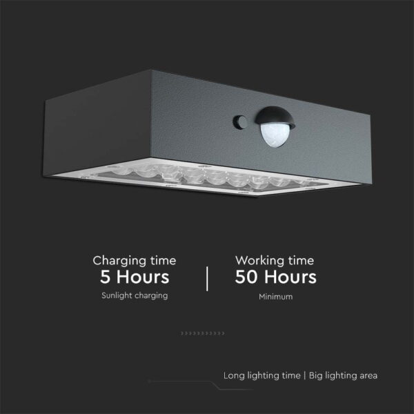 Επιτοίχιο Φωτιστικό LED 3W 3000Κ+4000K Ηλιακό με ανιχνευτή Μαύρου Χρώματος IP65 V-TAC – 10305