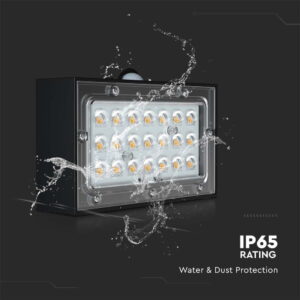 Επιτοίχιο Φωτιστικό LED 3W 3000Κ+4000K Ηλιακό με ανιχνευτή Μαύρου Χρώματος IP65 V-TAC – 10305