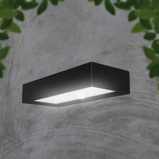 LED ηλιακό φωτιστικό επιτοίχιο 6W θερμό λευκό 4000K με μαύρο σώμα και ανιχνευτή V-TAC – 10307