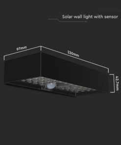LED ηλιακό φωτιστικό επιτοίχιο 6W θερμό λευκό 4000K με μαύρο σώμα και ανιχνευτή V-TAC – 10307