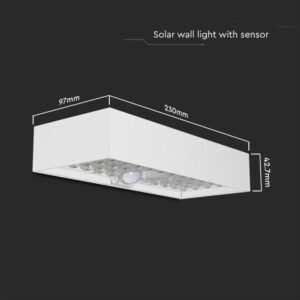 LED ηλιακό φωτιστικό επιτοίχιο 6W θερμό λευκό 4000K με λευκό σώμα και ανιχνευτή V-TAC – 10308