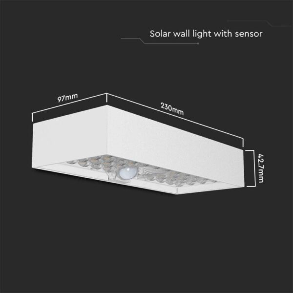 LED ηλιακό φωτιστικό επιτοίχιο 6W θερμό λευκό 4000K με λευκό σώμα και ανιχνευτή V-TAC – 10308