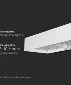 LED ηλιακό φωτιστικό επιτοίχιο 6W θερμό λευκό 4000K με λευκό σώμα και ανιχνευτή V-TAC – 10308