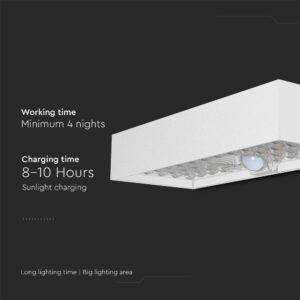 LED ηλιακό φωτιστικό επιτοίχιο 6W θερμό λευκό 4000K με λευκό σώμα και ανιχνευτή V-TAC – 10308