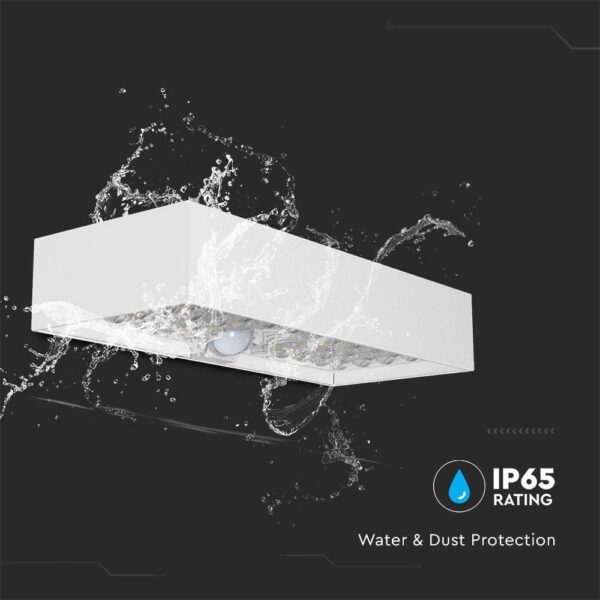LED ηλιακό φωτιστικό επιτοίχιο 6W θερμό λευκό 4000K με λευκό σώμα και ανιχνευτή V-TAC – 10308