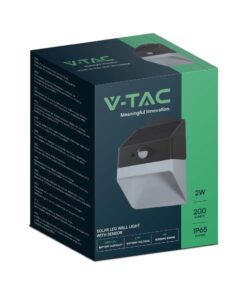 Επιτοίχιο φωτιστικό LED 2W 4000K Ηλιακό με Ανιχνευτή Κίνησης Μαύρου Χρώματος V-TAC – 10309