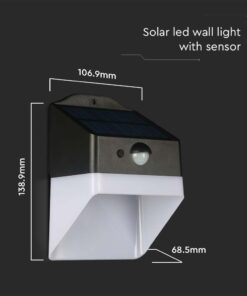 Επιτοίχιο φωτιστικό LED 2W 4000K Ηλιακό με Ανιχνευτή Κίνησης Μαύρου Χρώματος V-TAC – 10309