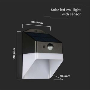 Επιτοίχιο φωτιστικό LED 2W 4000K Ηλιακό με Ανιχνευτή Κίνησης Μαύρου Χρώματος V-TAC – 10309