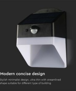 Επιτοίχιο φωτιστικό LED 2W 4000K Ηλιακό με Ανιχνευτή Κίνησης Μαύρου Χρώματος V-TAC – 10309