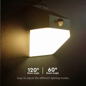 Επιτοίχιο φωτιστικό LED 2W 4000K Ηλιακό με Ανιχνευτή Κίνησης Μαύρου Χρώματος V-TAC – 10309
