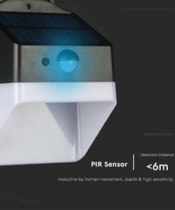 Επιτοίχιο φωτιστικό LED 2W 4000K Ηλιακό με Ανιχνευτή Κίνησης Μαύρου Χρώματος V-TAC – 10309