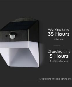 Επιτοίχιο φωτιστικό LED 2W 4000K Ηλιακό με Ανιχνευτή Κίνησης Μαύρου Χρώματος V-TAC – 10309