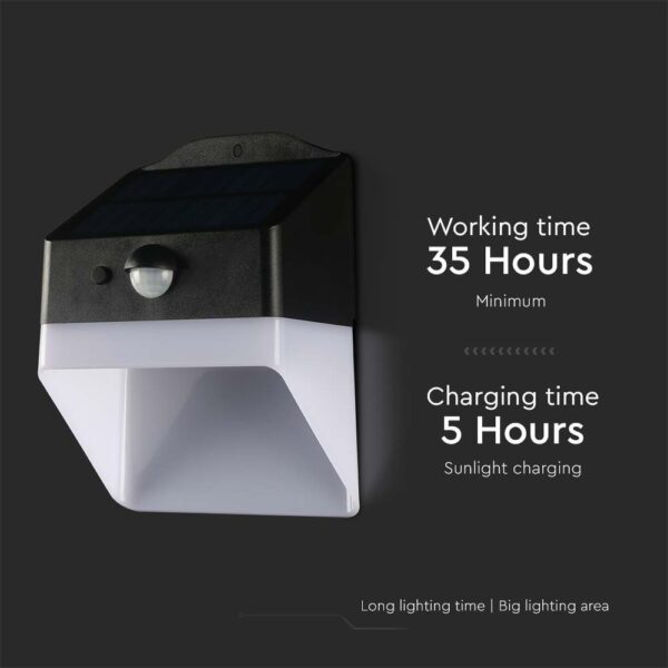 Επιτοίχιο φωτιστικό LED 2W 4000K Ηλιακό με Ανιχνευτή Κίνησης Μαύρου Χρώματος V-TAC – 10309