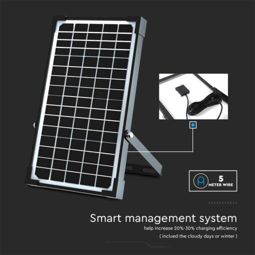 LED Ηλιακός Προβολέας Sensor 30W Ψυχρό Λευκό 6400K με Μαύρο Σώμα και Χειριστήριο V-TAC 10311
