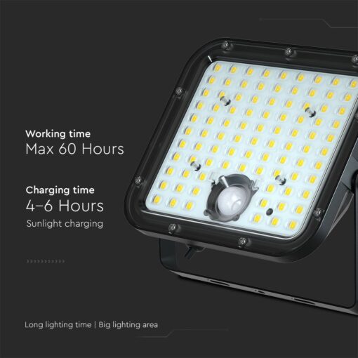 LED Ηλιακός Προβολέας Sensor 30W Ψυχρό Λευκό 6400K με Μαύρο Σώμα και Χειριστήριο V-TAC 10311