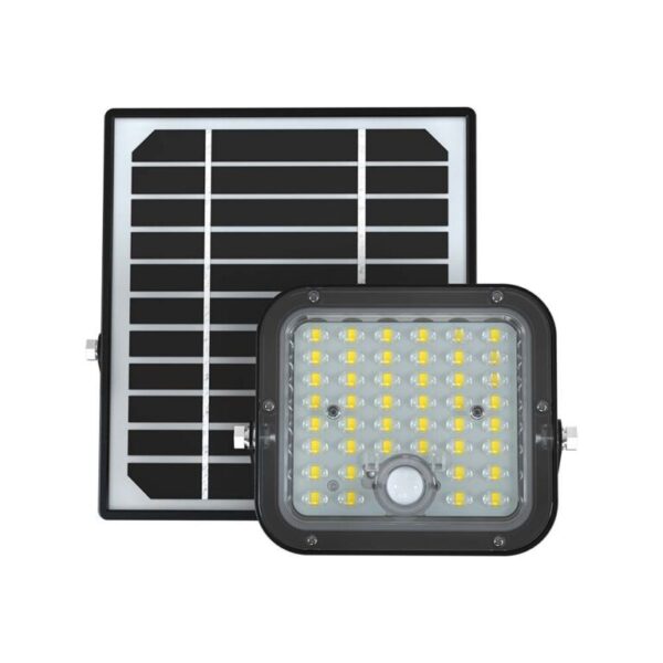 LED ηλιακός προβολέας sensor 10W ψυχρό λευκό 6400K με μαύρο σώμα και χειριστήριο LiFe PO4 V-TAC - 10313