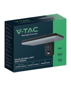 Επιτοίχιο Φωτιστικό LED 15W 4000K Ηλιακό με Ανιχνευτή Μαύρου Χρώματος IP65 V-TAC – 10315