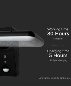 Επιτοίχιο Φωτιστικό LED 15W 4000K Ηλιακό με Ανιχνευτή Μαύρου Χρώματος IP65 V-TAC – 10315