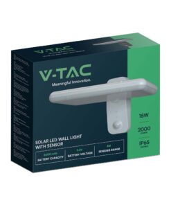 Επιτοίχιο Φωτιστικό LED 15W 4000K Ηλιακό με Ανιχνευτή Λευκού Χρώματος IP65 V-TAC – 10316